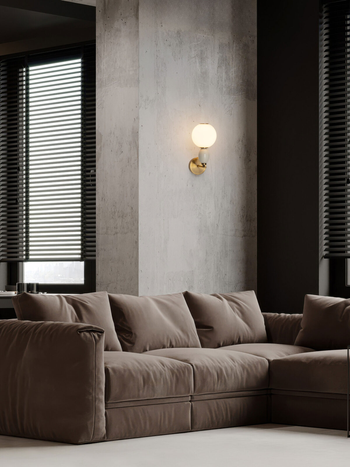 Aplica de perete Obrie 6W 3000K, Alb, Auriu, Bej si Sticla, Metal, Ceramica Nova Luce
