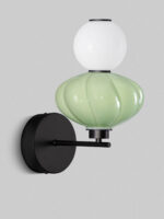 Aplica de perete Oneta 8W 3000K, Negru, Alb, Verde si Sticla, Metal, Ceramica Nova Luce