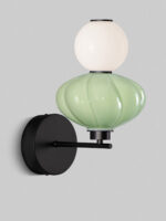 Aplica de perete Oneta 8W 3000K, Negru, Alb, Verde si Sticla, Metal, Ceramica Nova Luce