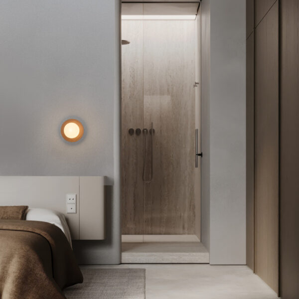 Aplica de perete Orbique 5W, Alb, Mocha si Sticla, Ceramica Nova Luce