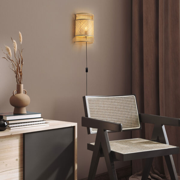 Aplica de perete Pale 12W, Bej si Bambus Nova Luce