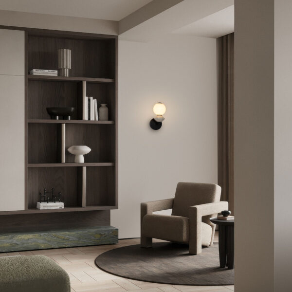 Aplica de perete Pallina 6W 3000K, Gri si Sticla, Metal, Ceramica Nova Luce