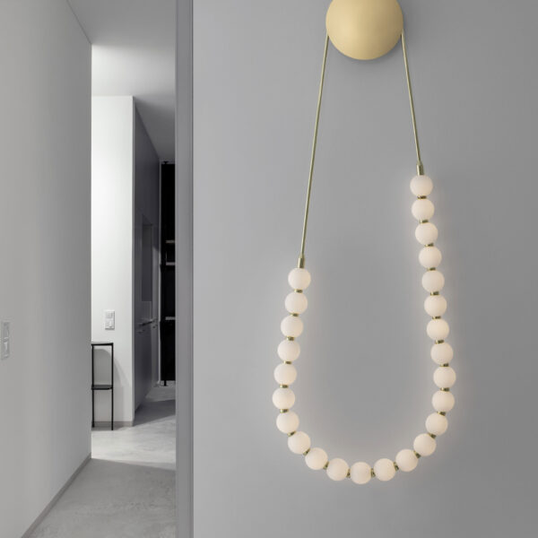 Aplica de perete Perla 56W 3000K, Alb, Auriu si Sticla, Metal Nova Luce