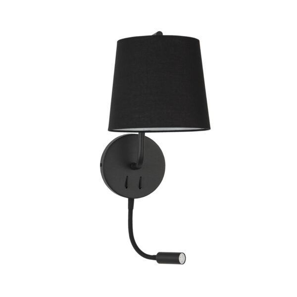 Aplica de perete Sage 15W 3500 K, Negru si Aluminiu, Textil Nova Luce