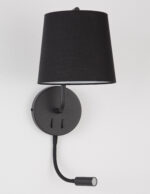 Aplica de perete Sage 15W 3500 K, Negru si Aluminiu, Textil Nova Luce