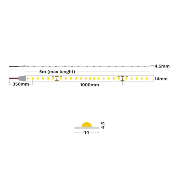 Banda LED Honor High Voltage 9W 2700 K, Aluminiu Nova Luce