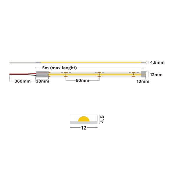 Banda LED Vida 12W 3000K, Aluminiu Nova Luce