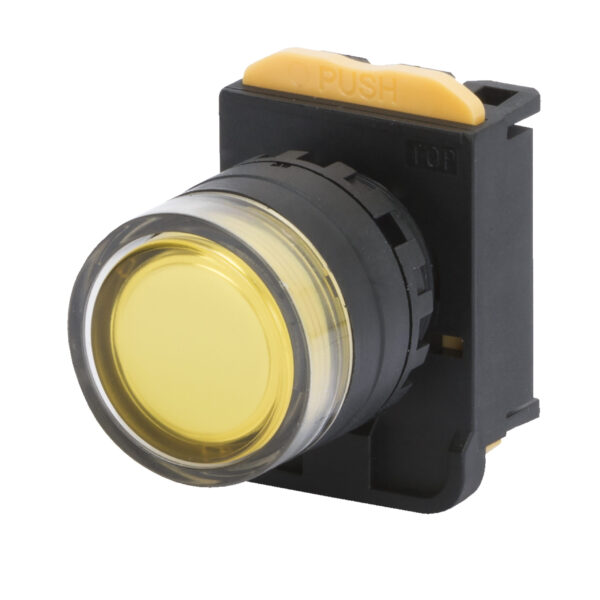 Buton Momentan cu Protectie Rotunda - Luminoso - Galben