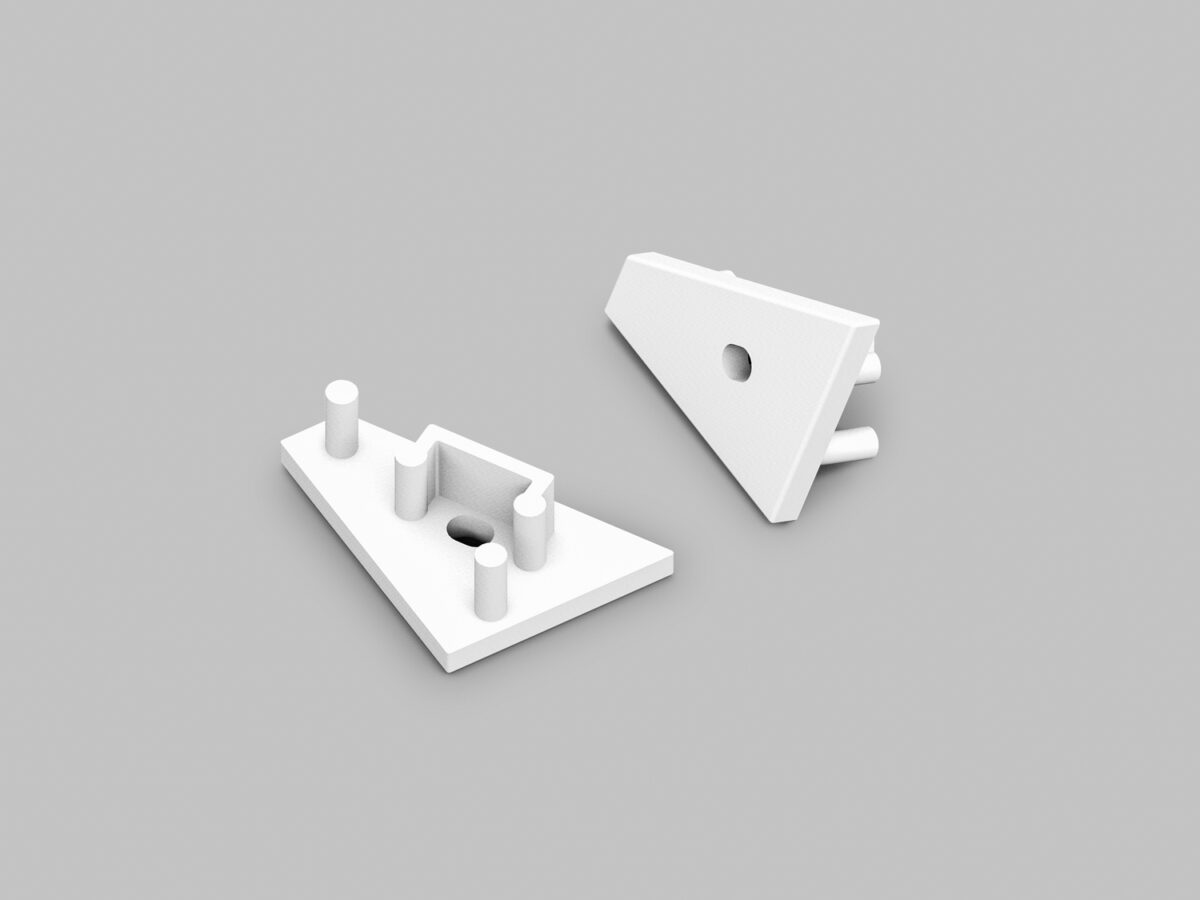 Capac terminal CORNER10 gen2 cu gaura Alb pentru profil LED TOPMET