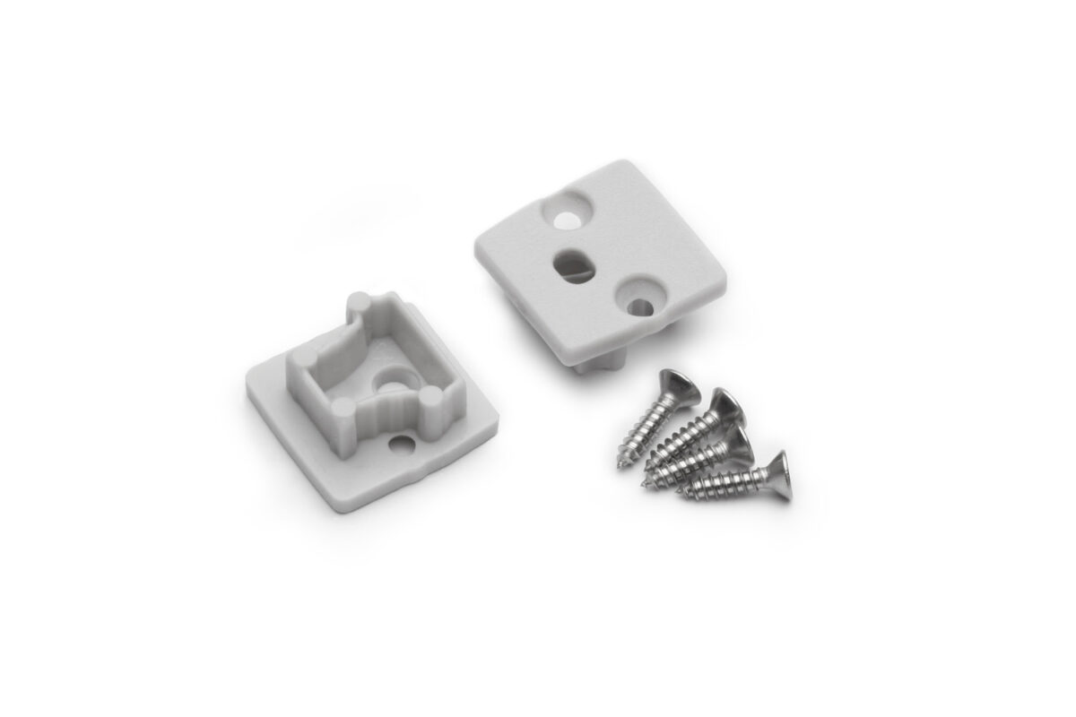 Capac terminal FLOOR12 cu gaura Gri pentru profil LED TOPMET