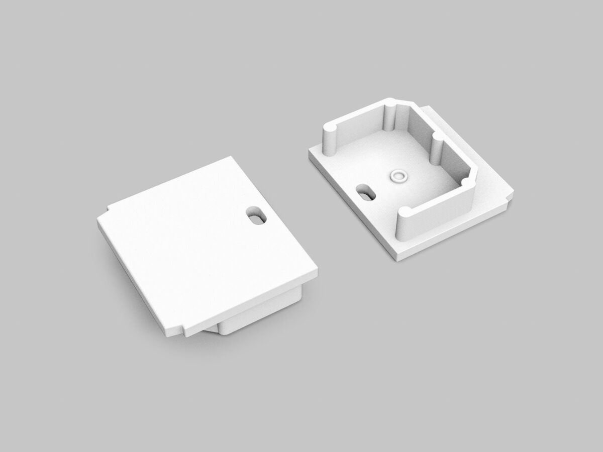 Capac terminal LINEA-IN20 TRIMLESS cu gaura Alb pentru profil LED TOPMET