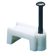 Cleme din Polimer Rezistent la Socuri cu Stift din Otel Calit - Pentru Cabluri Plate cu Latimea de 10 -11 MM - Alb