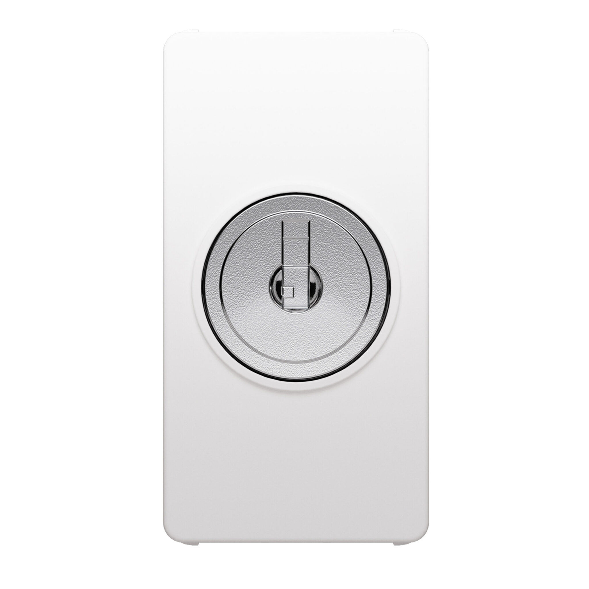 Comutator Cap-scara Unipolar 250V 10A - Cu Cheie - 1 Modul - Alb Lucios - System Pura