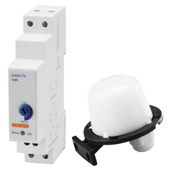 Comutator Crepuscul - Sonda de Exterior - 1...100LUX - 1 NO Contact - 1 Modul