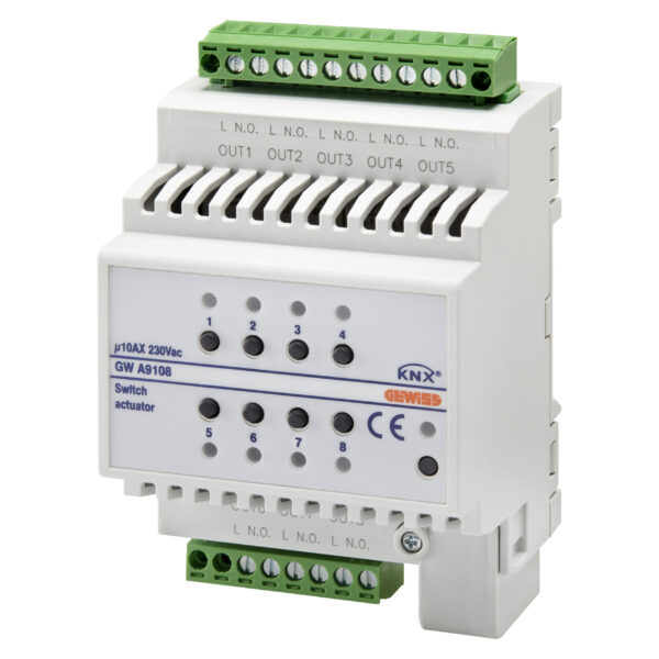 Comutator de Actionare - 8 Canale - 10A - KNX - IP20 - 4 Module - Montare pe Sina din