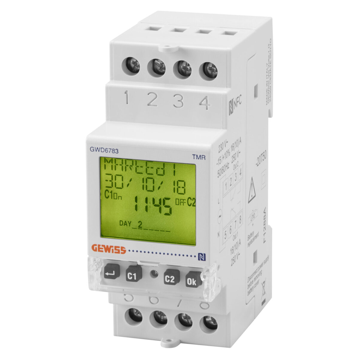 Comutator Saptamanal de Timp - Rezerva de Incarcare 5 Ani - 2 Contacte de Comutare - 2 Module