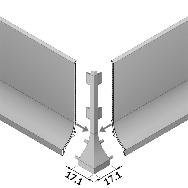 Conector BASE 270 grade srebrny pentru profil LED TOPMET