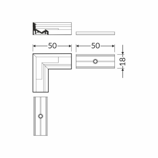 Conector CORNER10 90 grade Anodizat pentru profil LED TOPMET