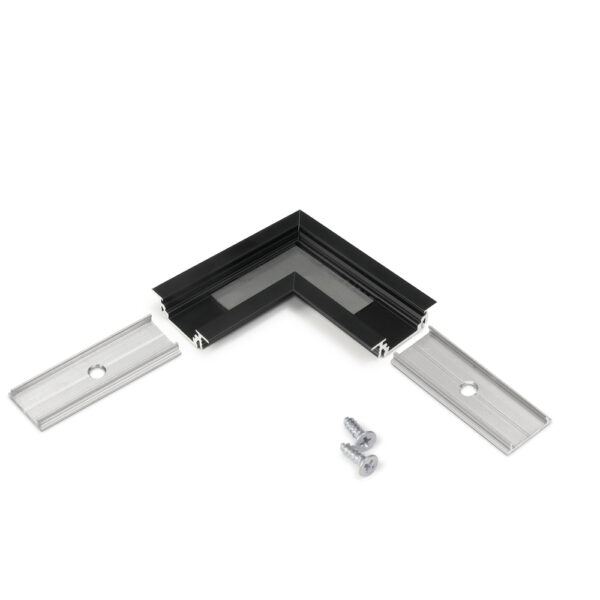 Conector GROOVE10 90 grade Negru Anodizat pentru profil LED TOPMET