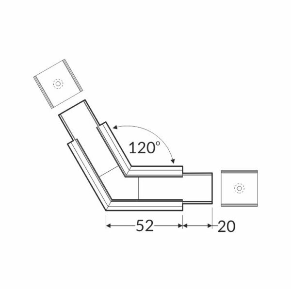 Conector LINEA-IN20 120 grade Alb vopsit pentru profil LED TOPMET
