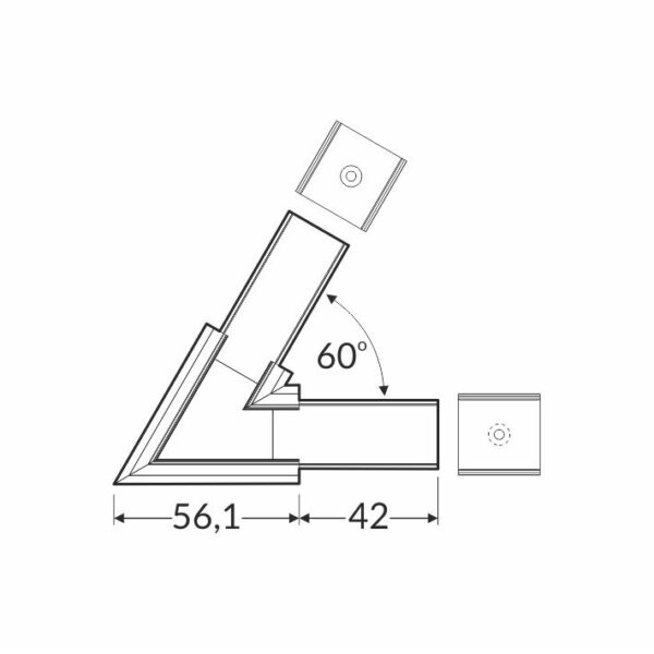 Conector LINEA-IN20 60 grade Negru Anodizat pentru profil LED TOPMET