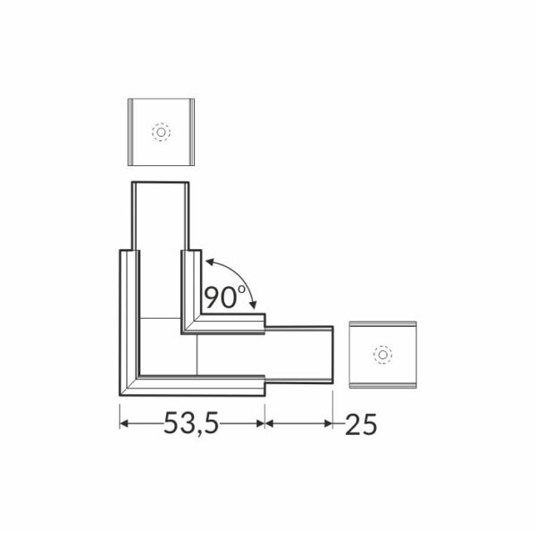 Conector LINEA-IN20 90 grade Anodizat pentru profil LED TOPMET
