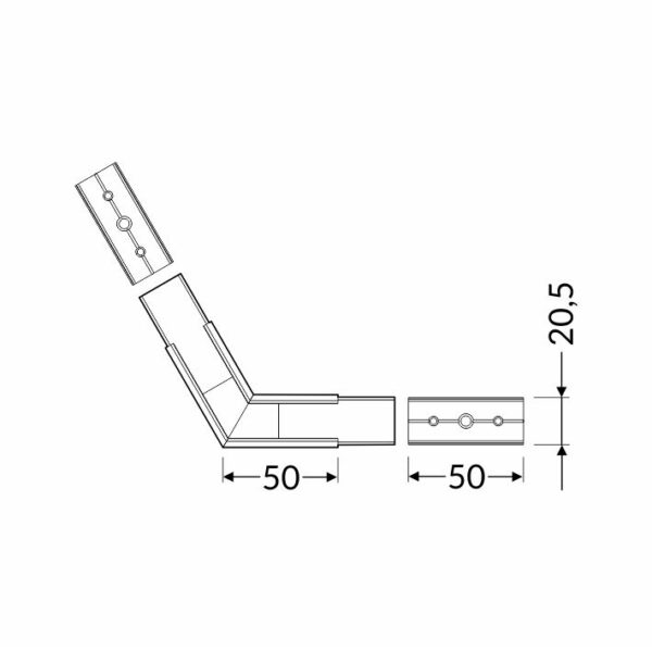 Conector LINEA20 120 grade Alb vopsit pentru profil LED TOPMET