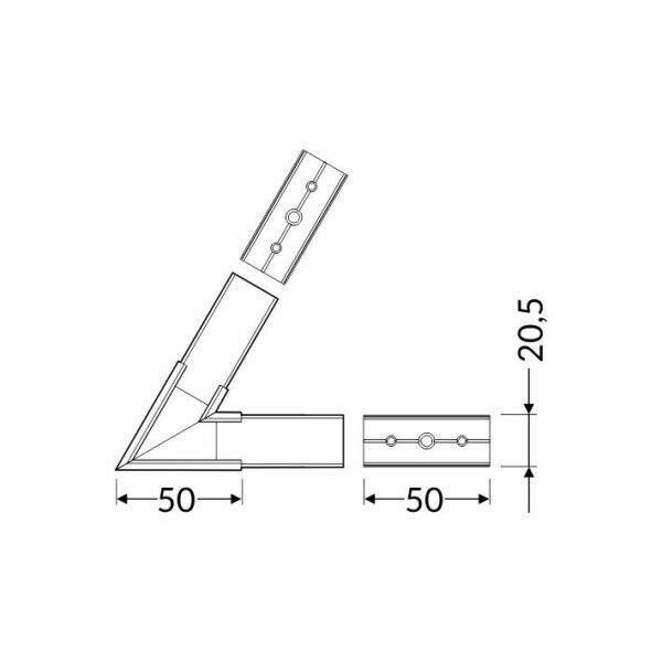 Conector LINEA20 60 grade Anodizat pentru profil LED TOPMET