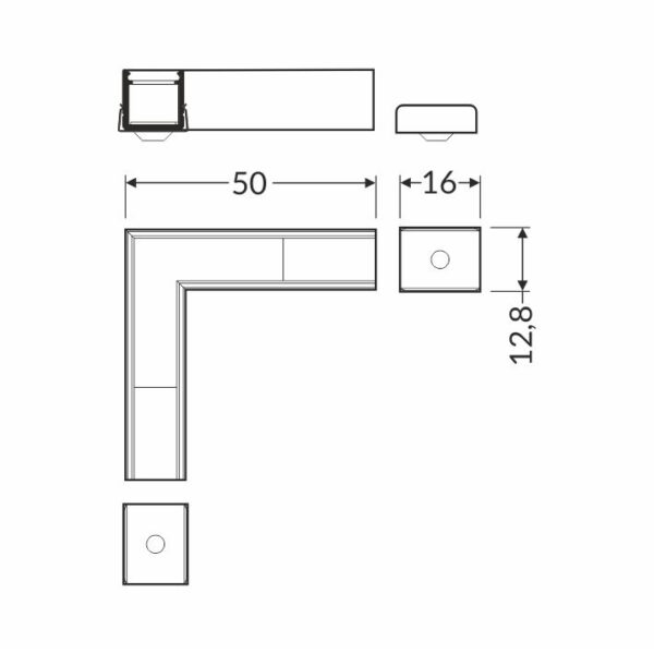 Conector SMART10 90 grade Anodizat pentru profil LED TOPMET