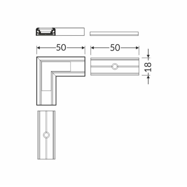 Conector SURFACE10 90 grade Anodizat pentru profil LED TOPMET
