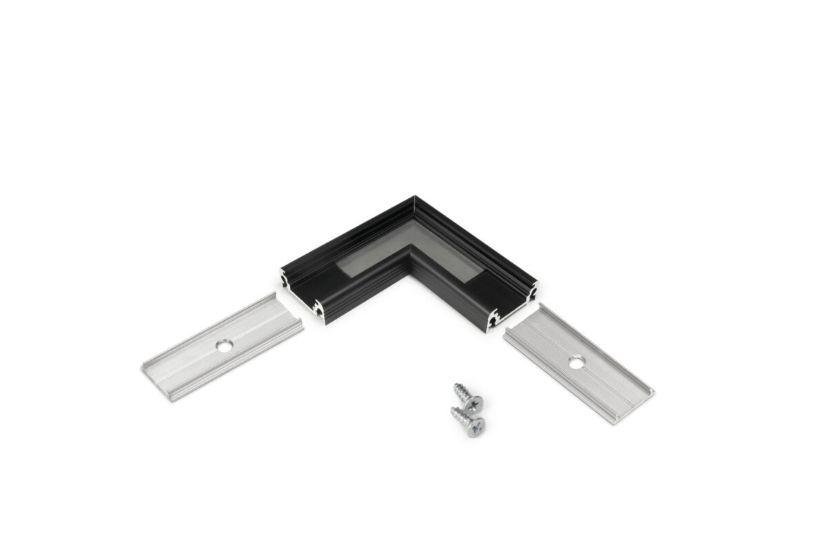 Conector SURFACE10 90 grade Negru Anodizat pentru profil LED TOPMET