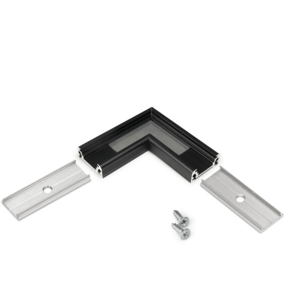 Conector SURFACE10 90 grade Negru Anodizat pentru profil LED TOPMET