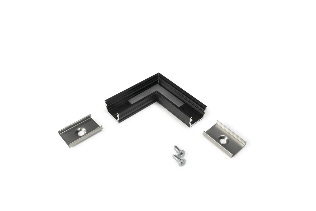 Conector UNI12 90 grade Negru Anodizat pentru profil LED TOPMET