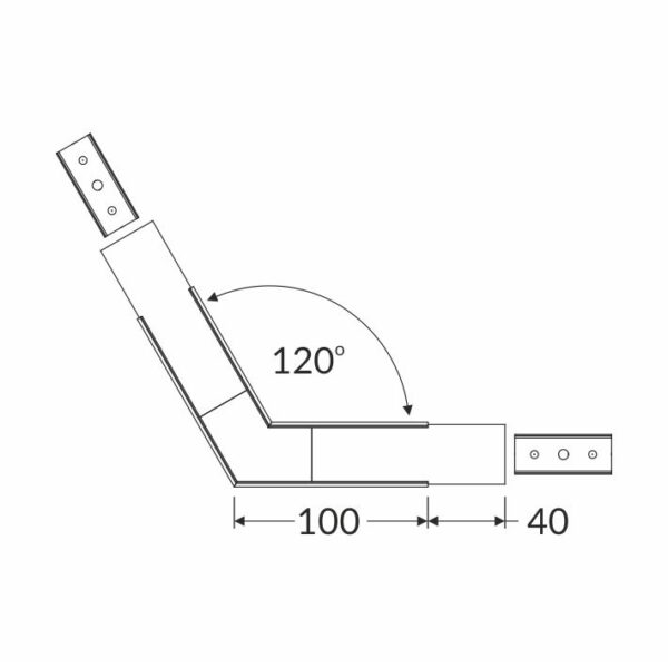Conector VARIO30-02 120 grade Negru Anodizat pentru profil LED TOPMET