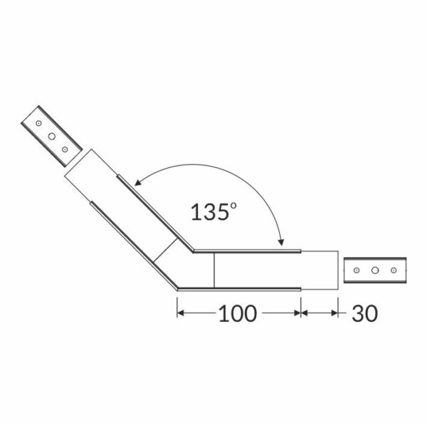 Conector VARIO30-02 135 grade Alb vopsit pentru profil LED TOPMET