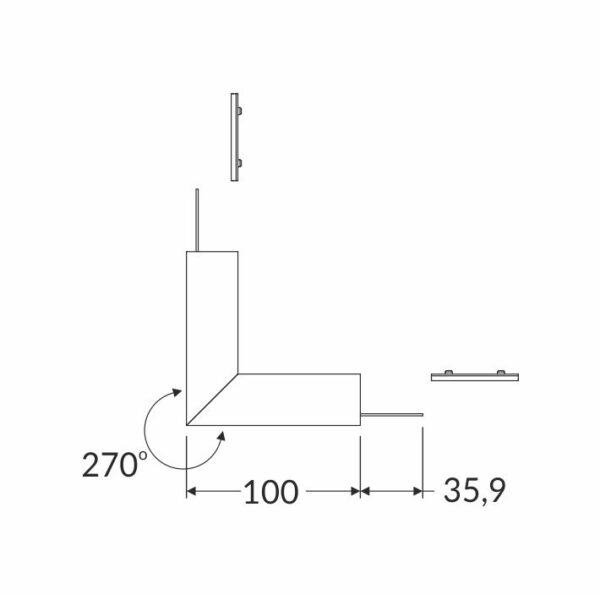 Conector VARIO30-02 270 grade bent Negru Anodizat pentru profil LED TOPMET