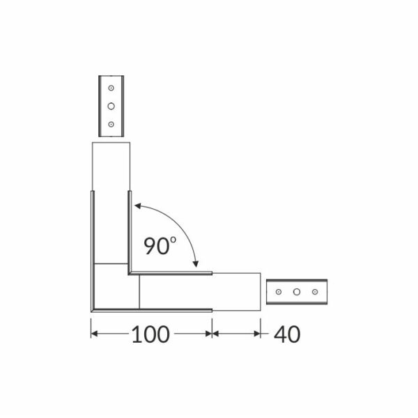 Conector VARIO30-02 90 grade Alb vopsit pentru profil LED TOPMET