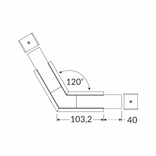 Conector VARIO30-07 120 grade Negru Anodizat pentru profil LED TOPMET