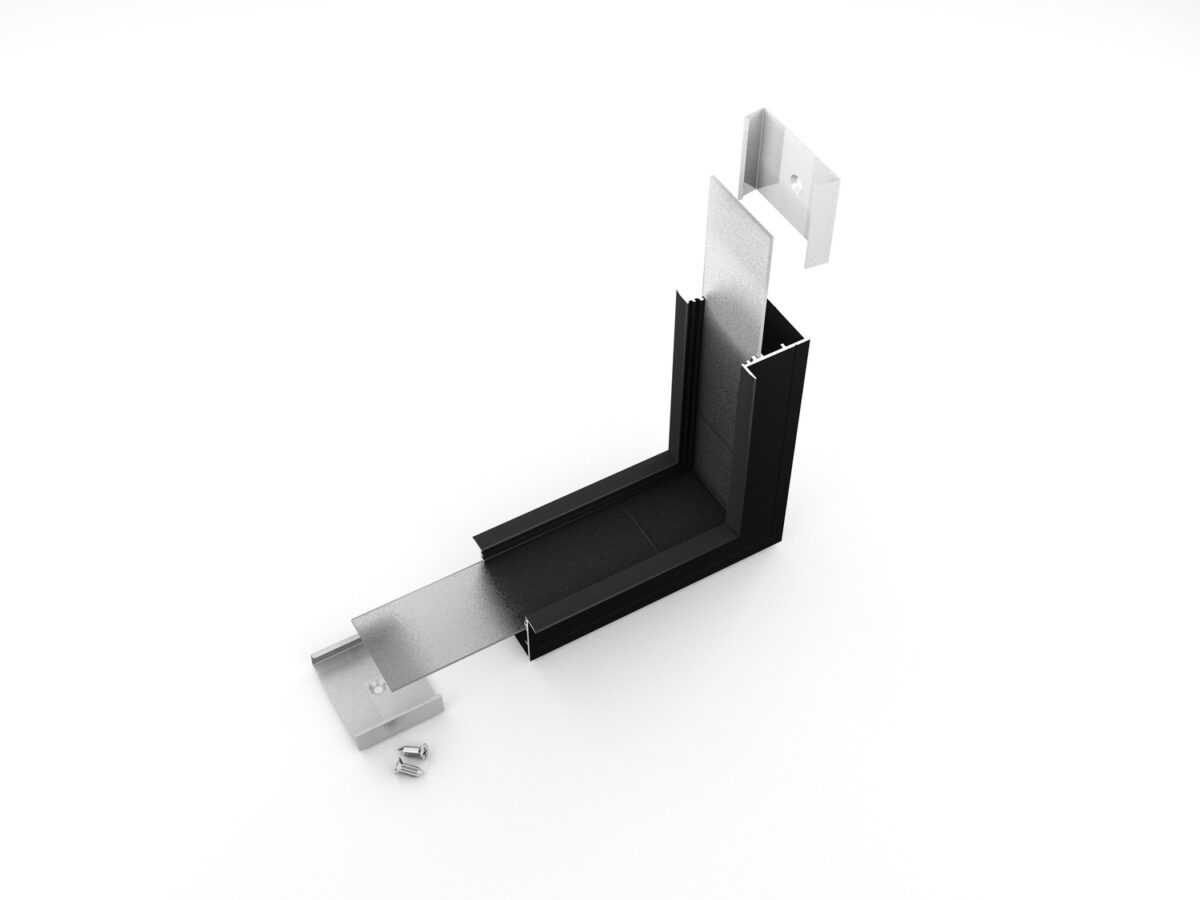 Conector VARIO30-07 90 grade bent Negru Anodizat pentru profil LED TOPMET