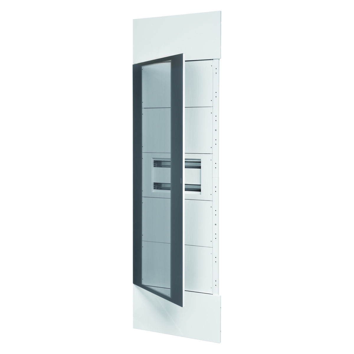 Domo Center - Kit Frontal - Usa din Sticla Transparenta Fumurie - 1 Carcasa 40 Module - H.2400 - Metal - Alb RAL 9003