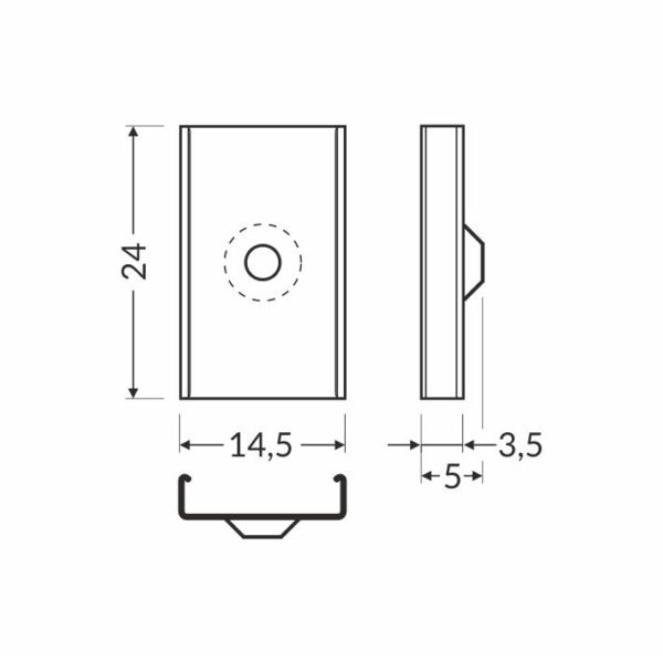 Element montaj placa U cone inox pentru profil LED TOPMET
