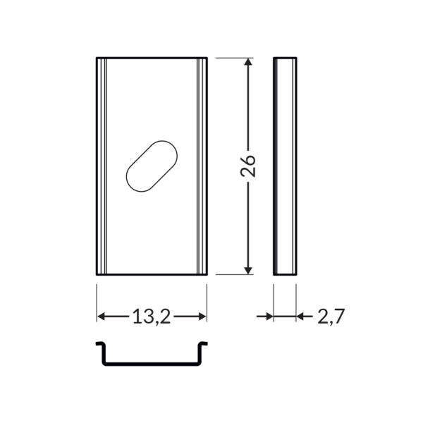 Element montaj placa U1 inox pentru profil LED TOPMET