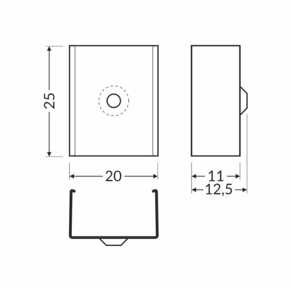 Element montaj placa U4 cone inox pentru profil LED TOPMET