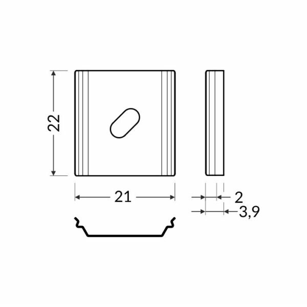 Element montaj placa U5 cone inox pentru profil LED TOPMET
