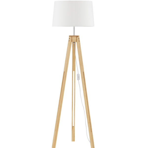 Lampadar Le Roy 12W, Alb, Bej si Textil, Lemn Nova Luce