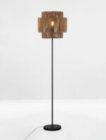 Lampadar Lito 12W, Negru si Metal, Ratan Nova Luce