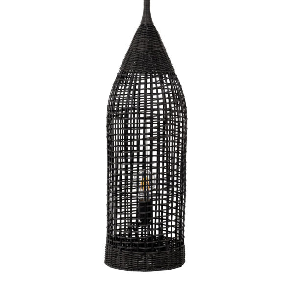 Lampadar Naos 12W, Negru si Metal, Ratan Nova Luce