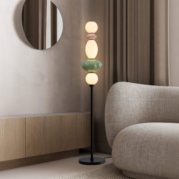 Lampadar Oneta 19W 3000K, Alb, Verde, Roz si Sticla, Metal, Ceramica Nova Luce
