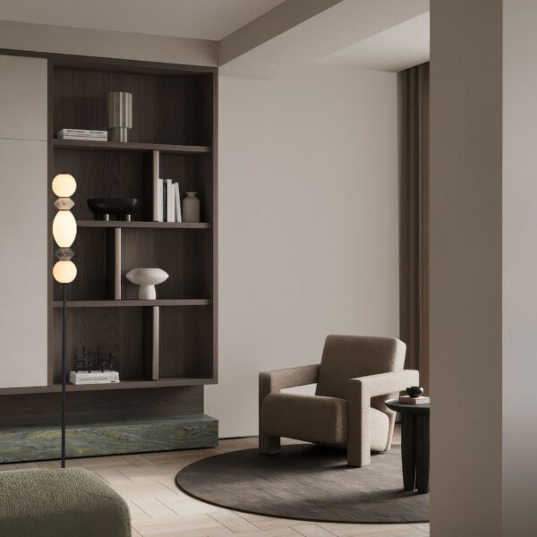 Lampadar Pallina 16W 3000K, Gri si Sticla, Metal, Ceramica Nova Luce