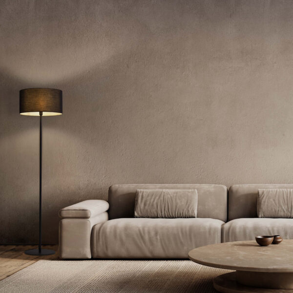 Lampadar Sibnia 12W, Negru si Metal, Textil Nova Luce